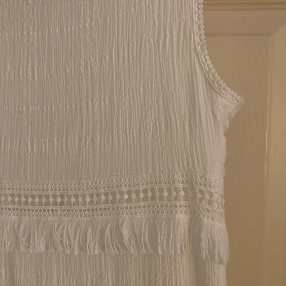 Max Studio Fringe Tiered Maxi Dress, Off White - Picture 7 of 9